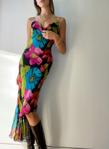 cache dress vintage Satin Gold A-line selected vintage Cache bustier dress Vintage Cach Beaded Dress