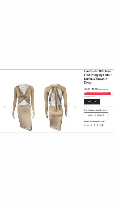 RARE S/S 2005 Gucci Cut Out Gold Tan Backless