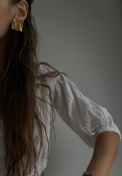 1990's Minimalist Square Brushed Gold Tone