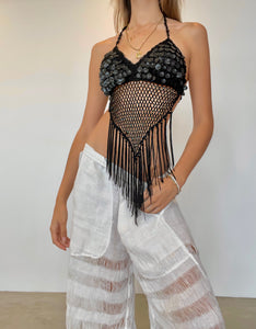 VERSACE Jeans Couture Crochet Beaded Top