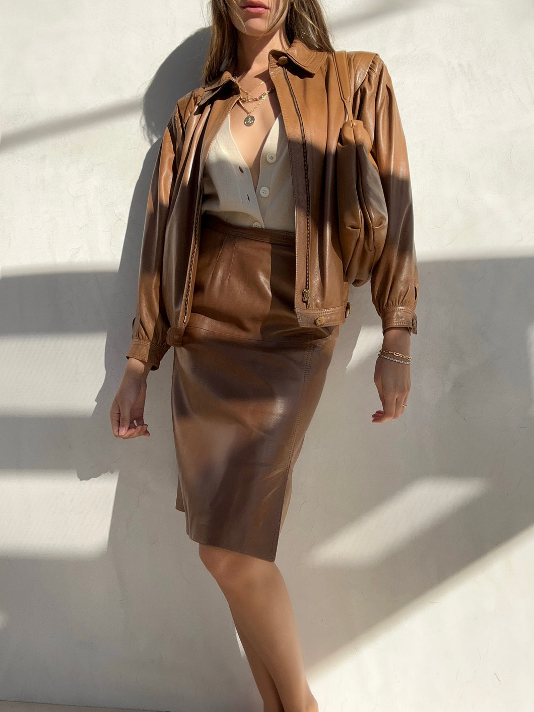 Loewe F/W 2002 Leather Skirt Suit