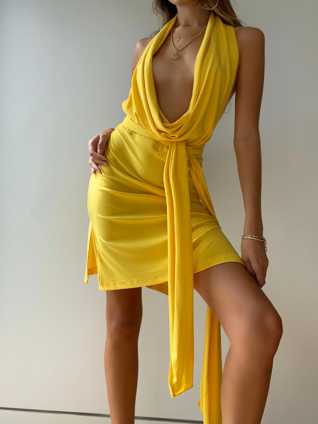 Versace Jeans Couture Halter Open Back Dress