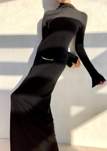 S/S 1998 Gucci by Tom Ford High Neck Black Bodystocking Maxi Dress