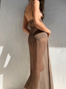 1990's Antik Batik Hand Beaded Sheer Dress