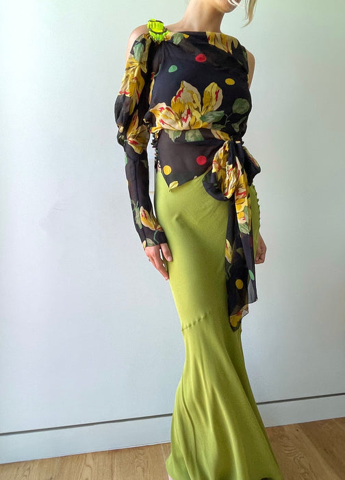 Vintage 1990's John Galliano Silk Skirt Set