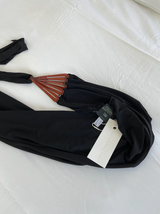 Vintage S/S 2000 Jean Paul Gaultier Leather Strap Mesh Dress