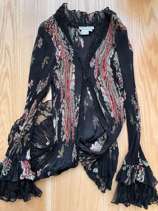 Alberto Makali Floral Shirred Cardigan