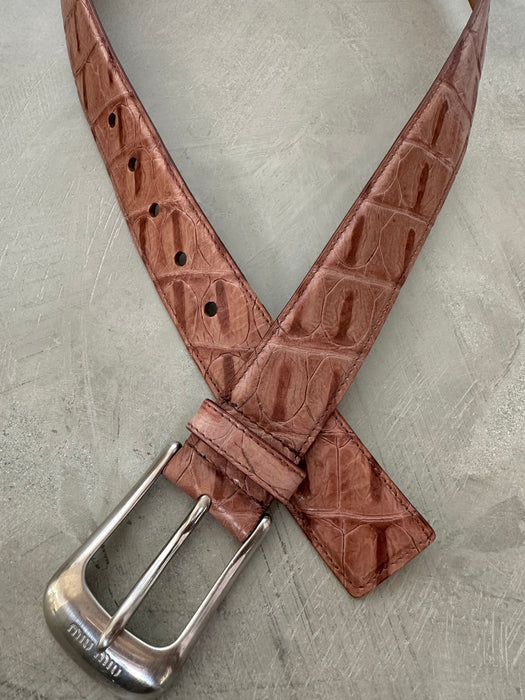 90's Miu Miu Crocodile Print Leather Belt