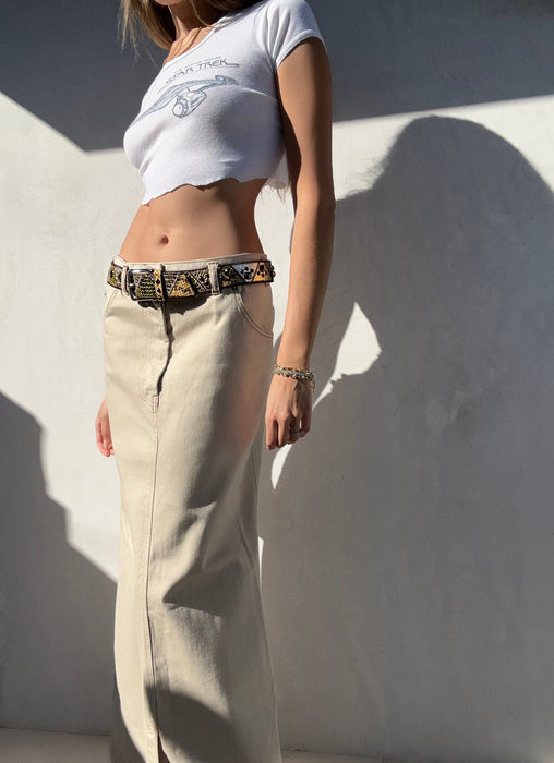 90's Dries Van Noten Beige Denim Skirt