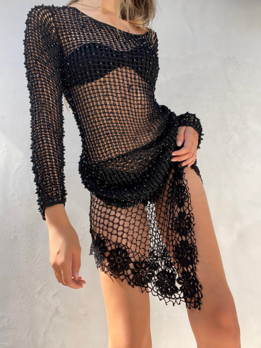 Vintage 1990's FENDI Beaded Crochet Top