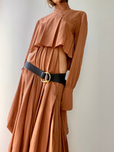 Load image into Gallery viewer, Chloé Asymmetric Pleated Silk Crepe De Chine Turtleneck Dress
