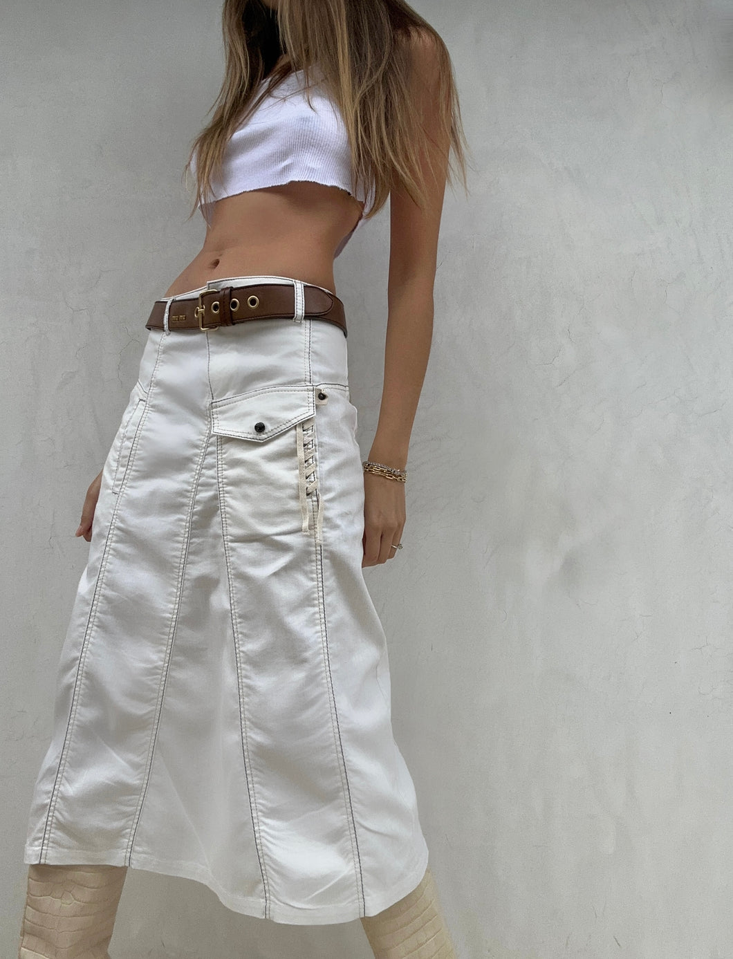 Rare Hiroko Koshino White Cargo Skirt