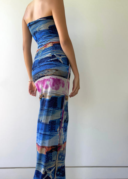 1990's Jean Paul Gaultier Strapless Mesh Gown