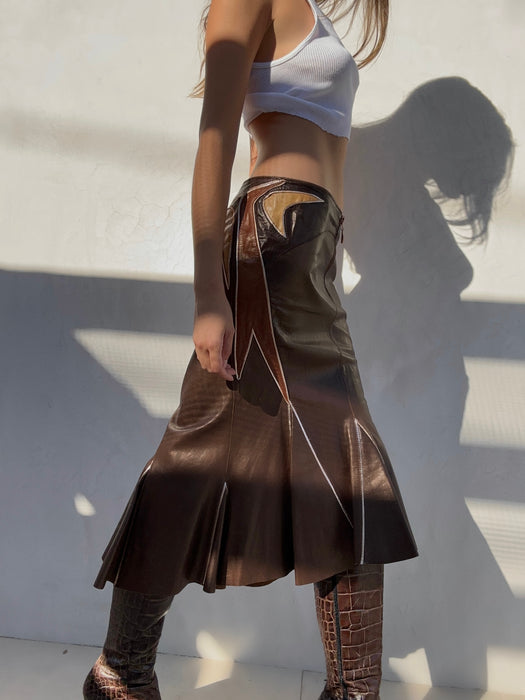 2000's Roberto Cavalli Leather Skirt