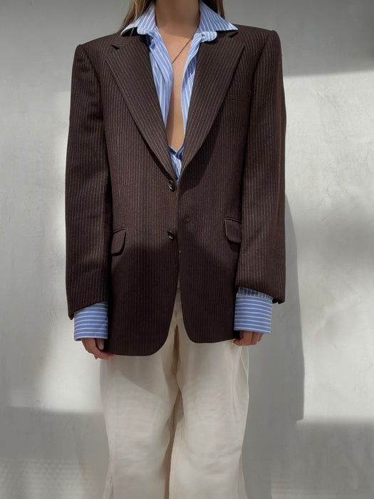 Vintage Christian Dior Brown Plaid Blazer
