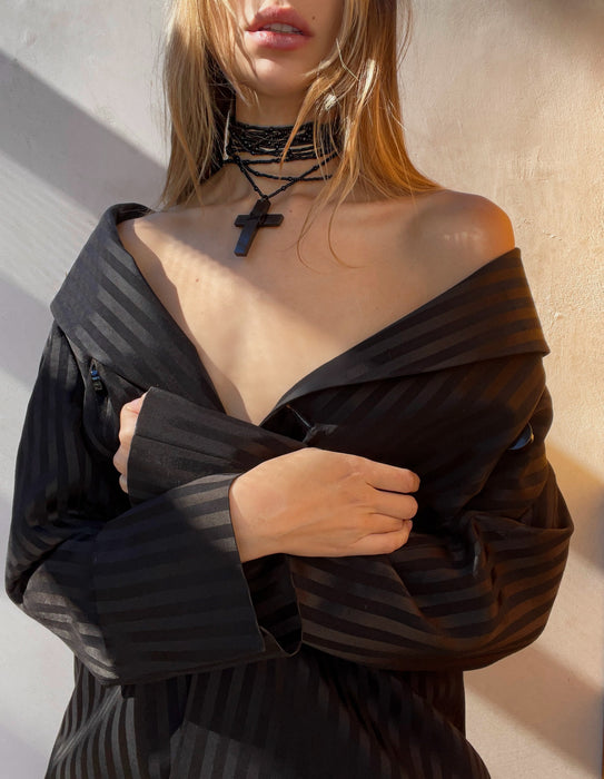 Gucci Tom Ford Runway 2002 Ebony Cross Beaded Necklace