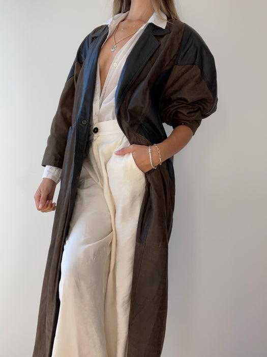 1990's Leather trench Jacket