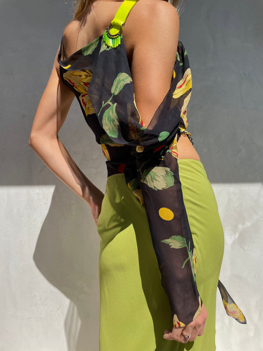 Vintage 1990's John Galliano Silk Skirt Set