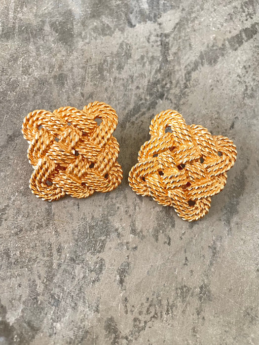 1990's Yves Saint Laurent Square Knot Earrings