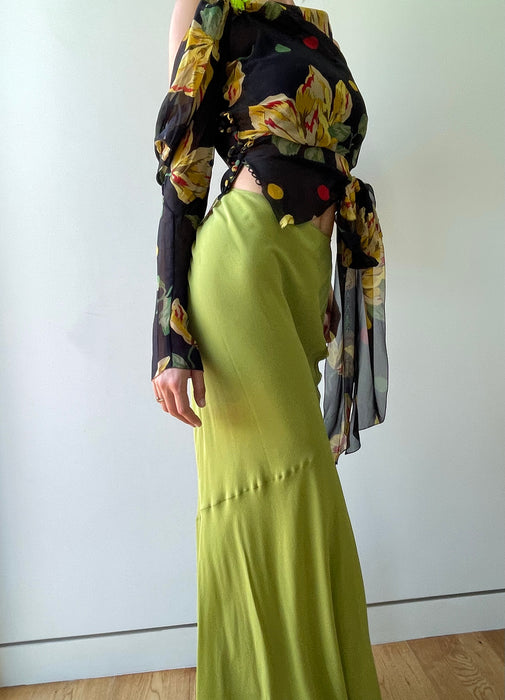 Vintage 1990's John Galliano Silk Skirt Set