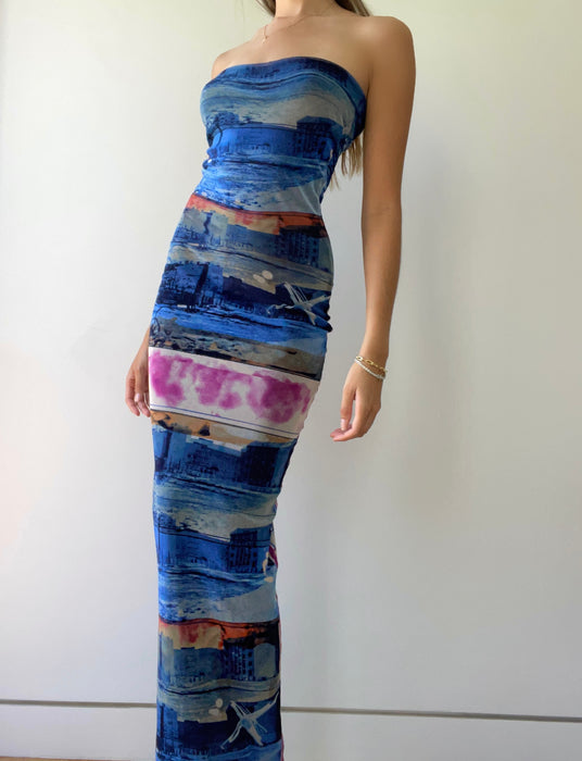 1990's Jean Paul Gaultier Strapless Mesh Gown