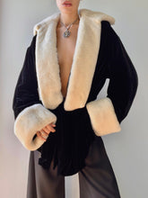 Load image into Gallery viewer, RARE JEAN PAUL GAULTIER FEMME Black Velvet Fur Trimmed Robe Coat
