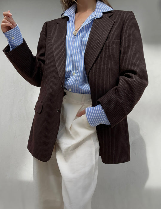 Vintage Christian Dior Brown Plaid Blazer