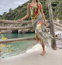 Load image into Gallery viewer, Missoni Runway 2004 Silk Colorful Fringe Scarf / Cape Dress
