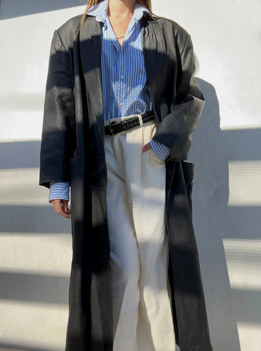 Vintage Pelle New York Black Leather Trench