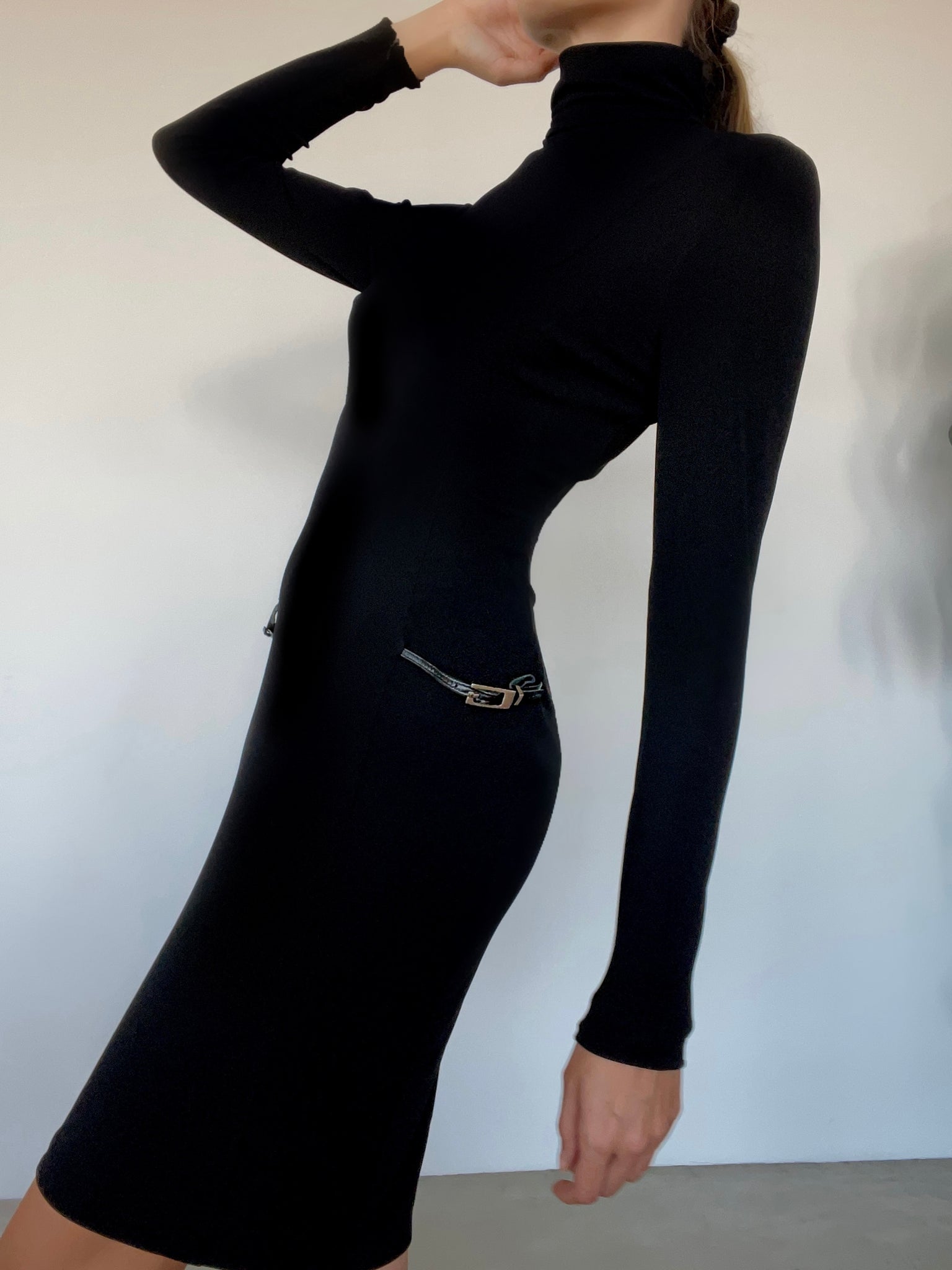 F/W 1998 Gucci by Tom Ford Black Turtleneck Sheer Dress F/W 1998 Gucci by Tom Ford Black Turtleneck Sheer Dress