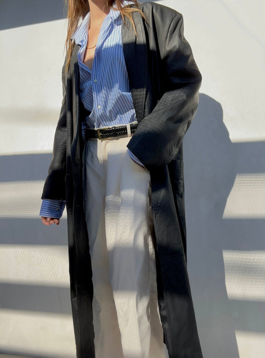 Vintage Pelle New York Black Leather Trench