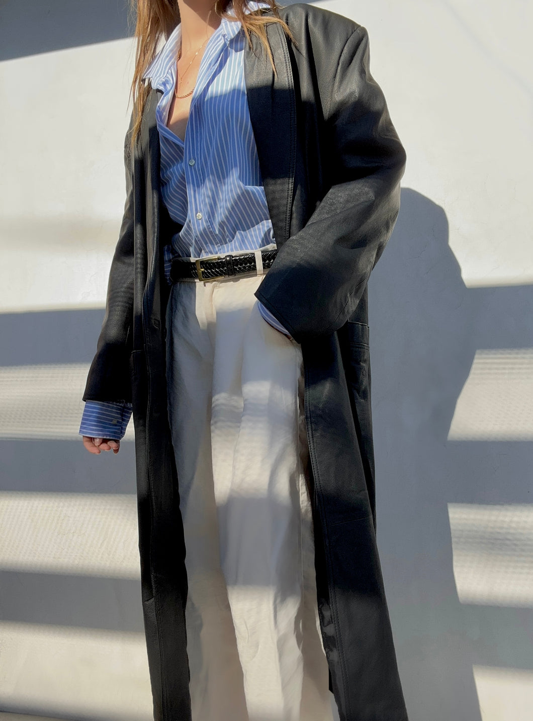Vintage Pelle New York Black Leather Trench