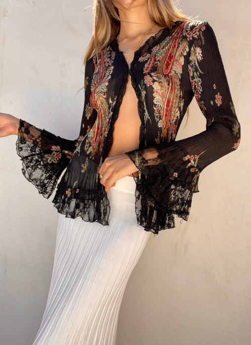 Alberto Makali Floral Shirred Cardigan