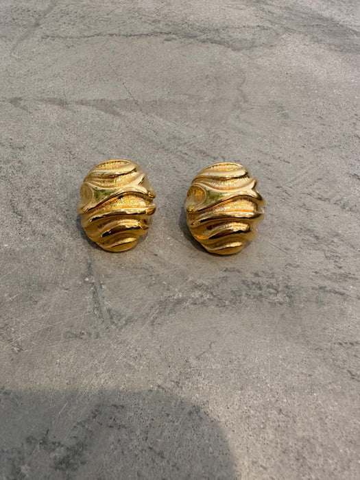 1990's Oval Texture Earrings