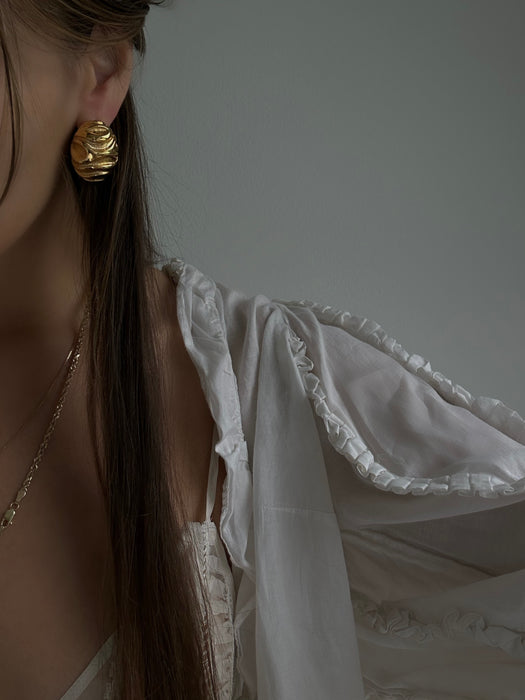 1990's Oval Texture Earrings