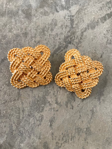1990's Yves Saint Laurent Square Knot Earrings