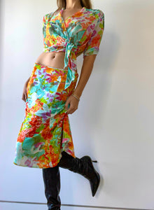 2000's Versace Silk Skirt Set