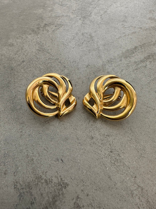 1990's Givenchy Gold Tone Clip On Earrings