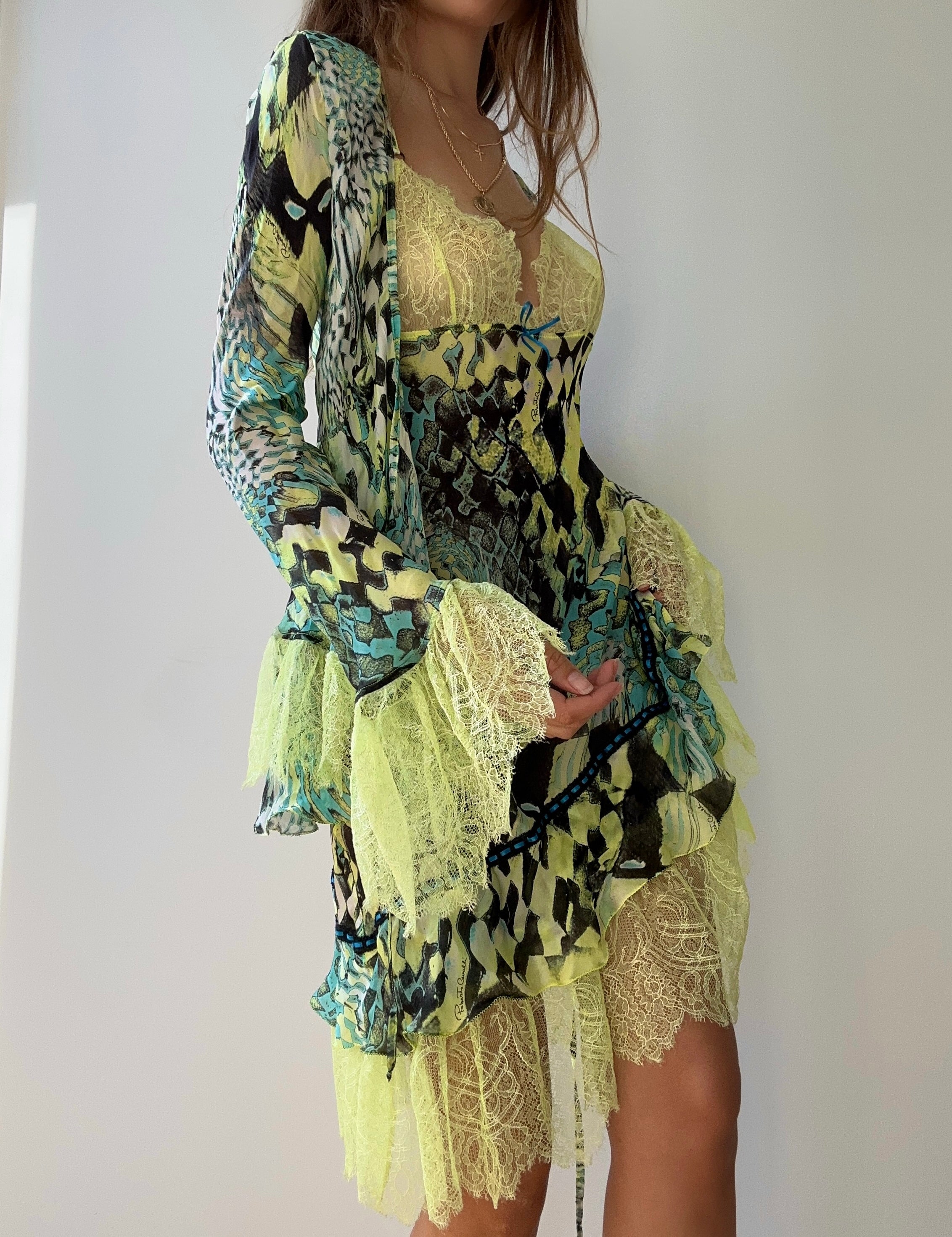robertcavalli シルクドレス Early 2000's Roberto Cavalli Silk Dress Set – villa amour vintage