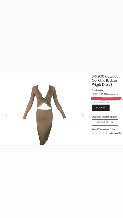 RARE S/S 2005 Gucci Cut Out Gold Tan Backless