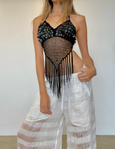 VERSACE Jeans Couture Crochet Beaded Top
