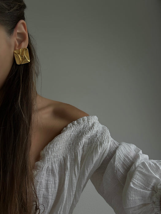 1990's Minimalist Square Brushed Gold Tone