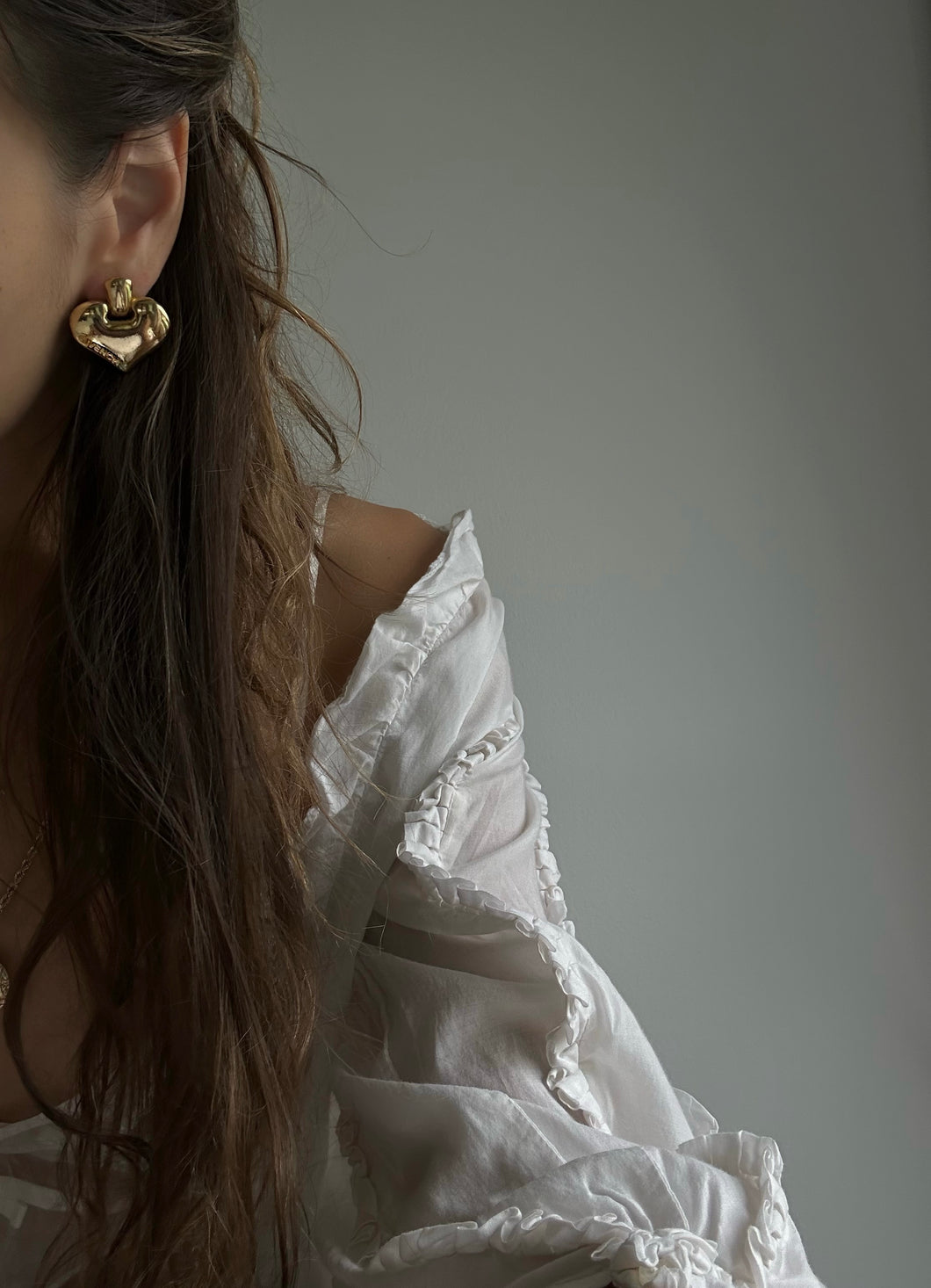 1980's Givenchy Gold Tone Heart Earrings