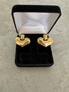 1980's Givenchy Gold Tone Heart Earrings