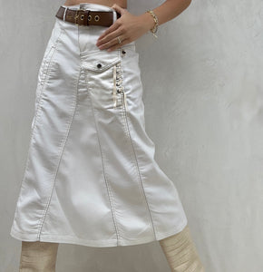 Rare Hiroko Koshino White Cargo Skirt