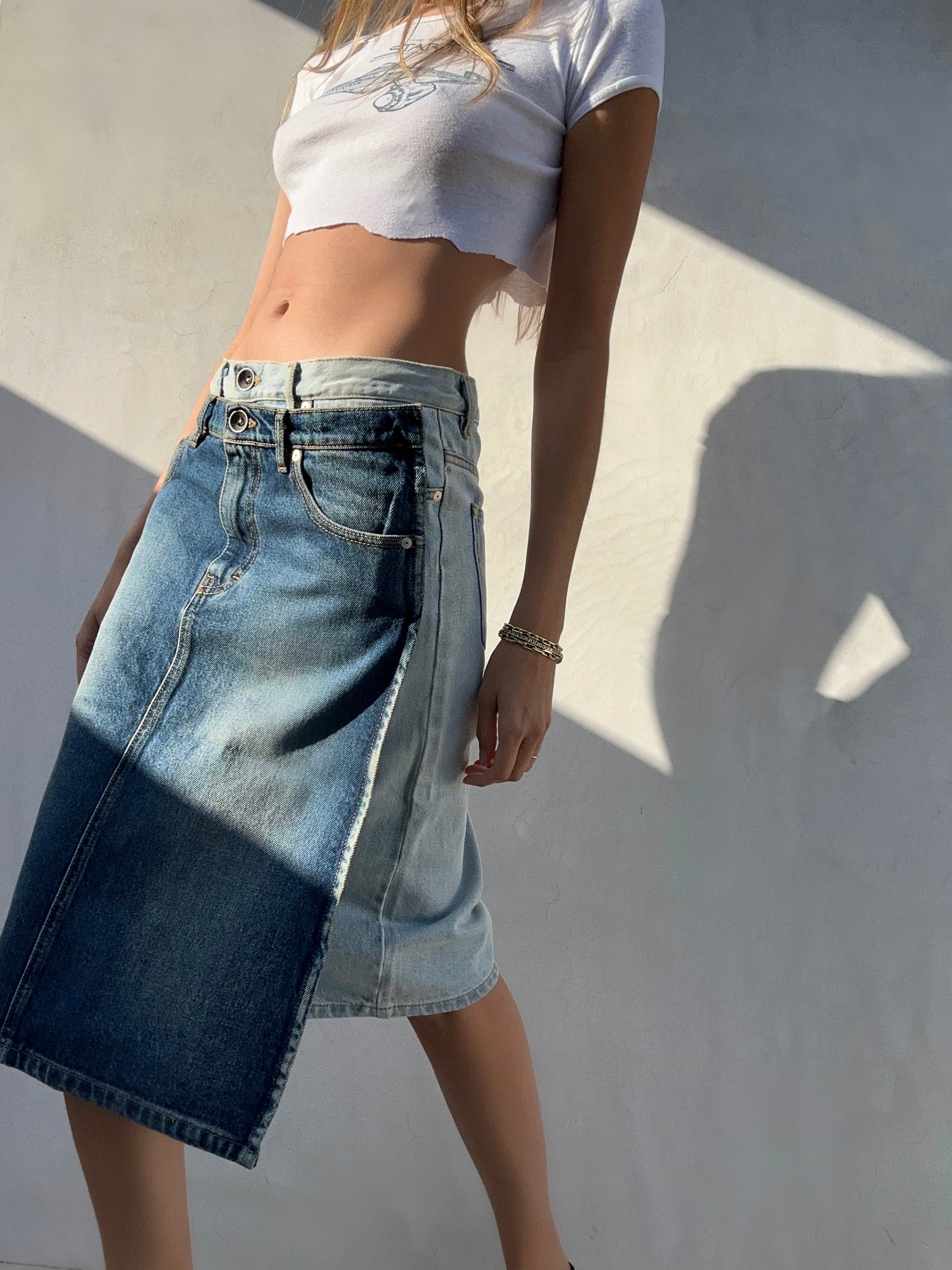Early 2000's Maison Martin Margiela Double Waist Denim Skirt