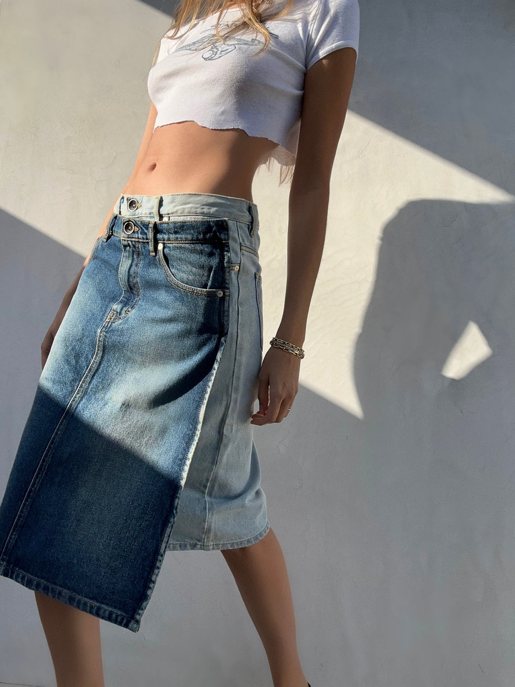 Early 2000's Maison Martin Margiela Double Waist Denim Skirt