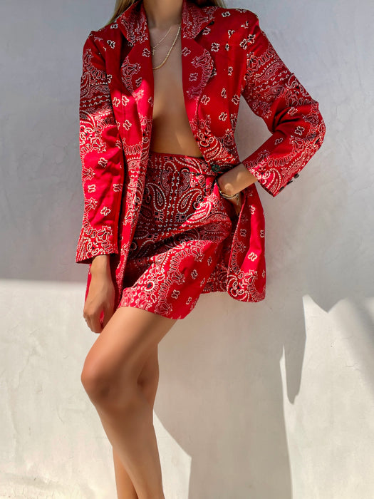Vintage Todd Oldham Silk Bandana Print Suit