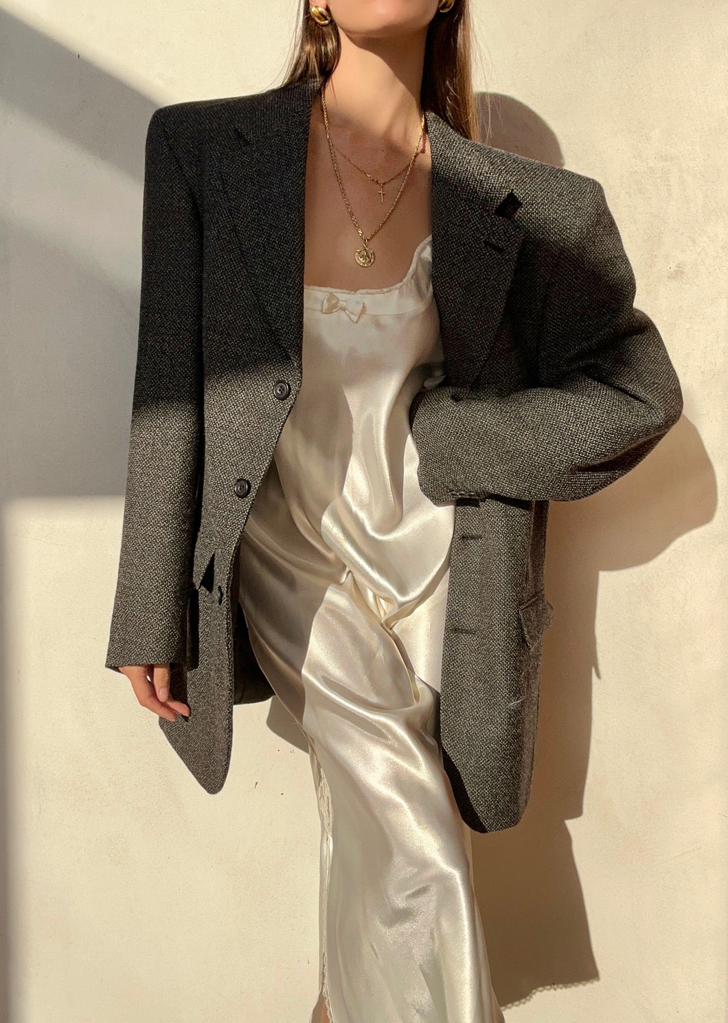 Vintage Yves Saint Laurent Grey Boxy Blazer