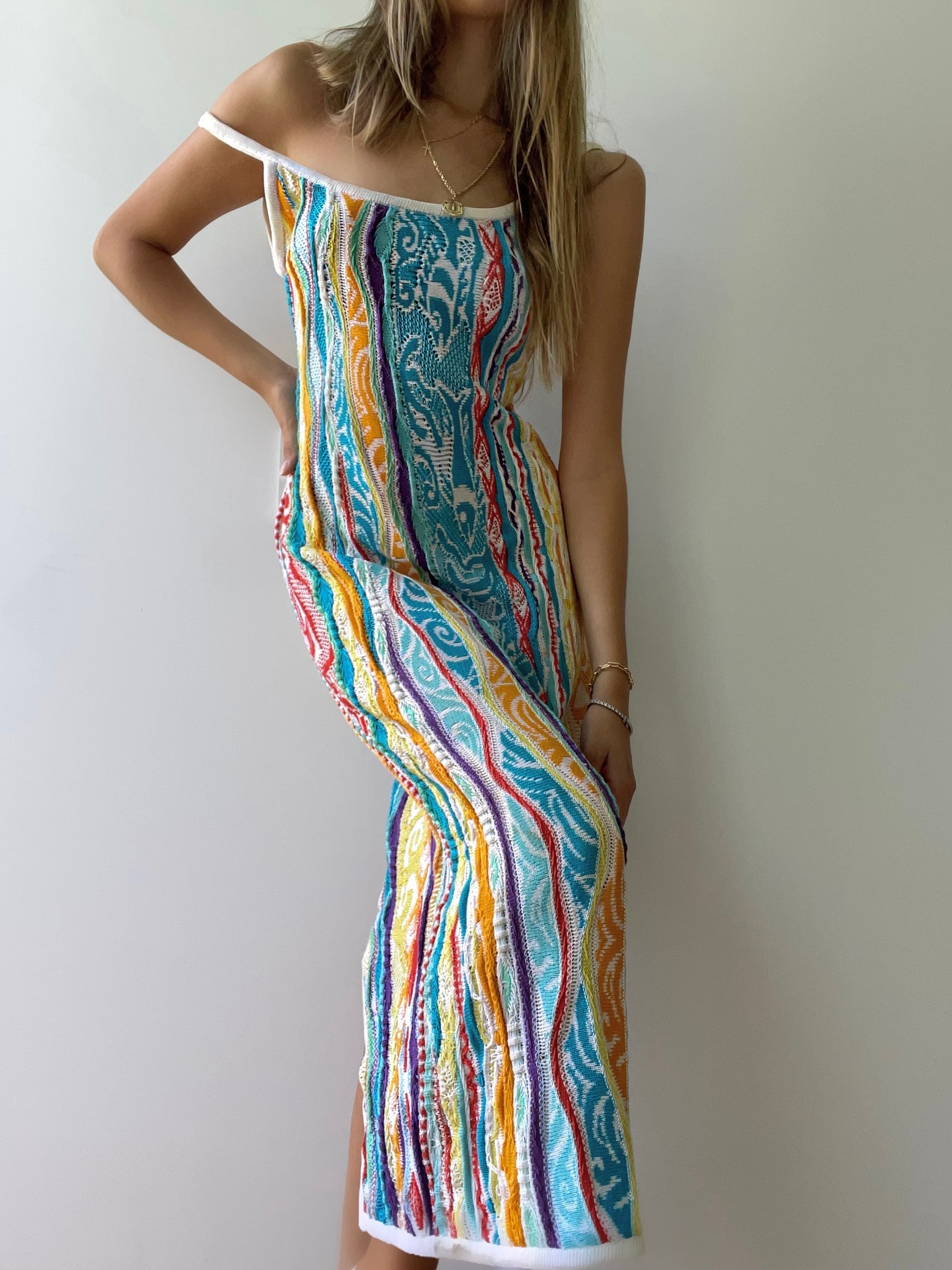 coogi sweater dress Vintage Coogi Multi -Colored Knit Dress – villa amour vintage